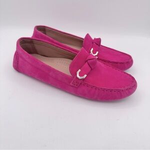 Cole Haan Pink Yarrow Evelyn Bow Driver Suede Loafer Size 7.5